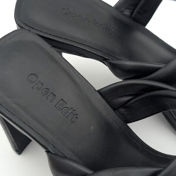 Open Edit Remmy Twist Heel Sandal Open Toe Women's Black Size US7M EU38 - Picture 12 of 12